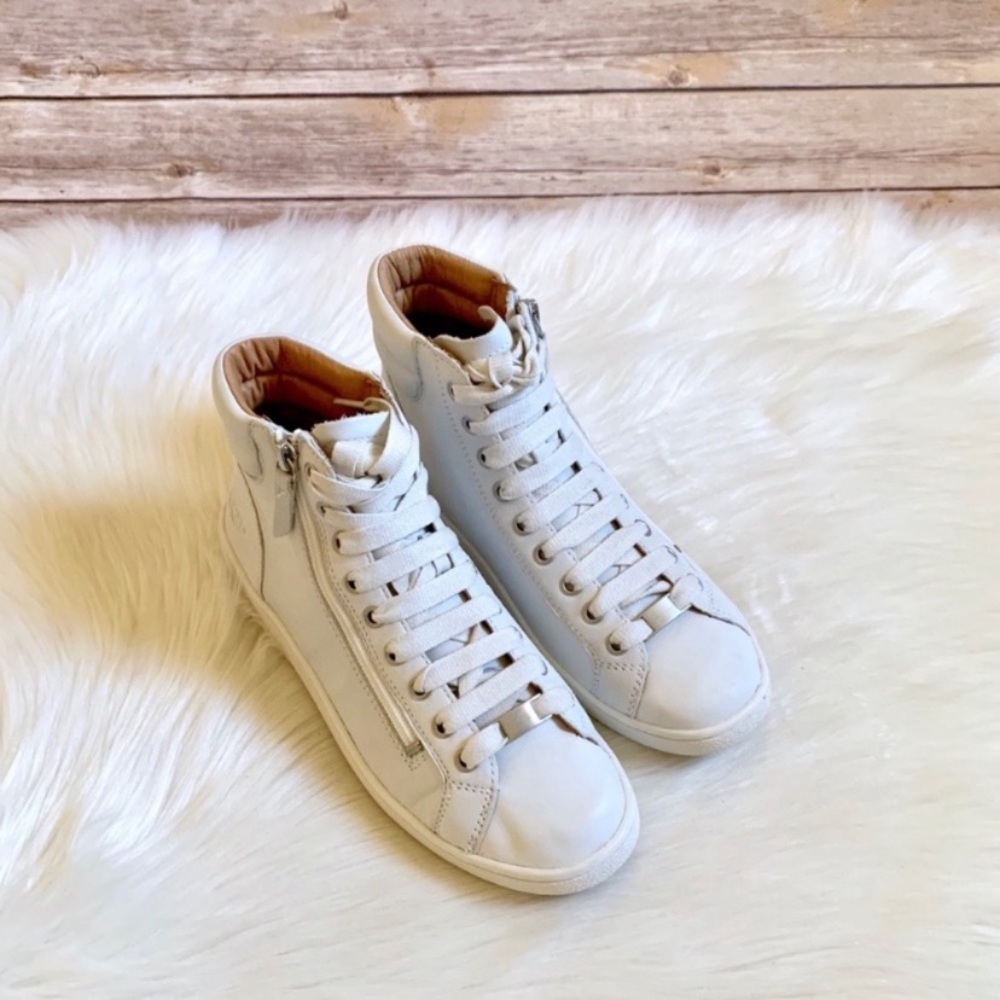 UGG White Leather Olive High Top Sneakers - Picture 5 of 7